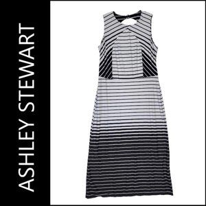 Ashley Stewart Women Sheath Stripe Long Dress Sleeveless Size 18 / 20 Black